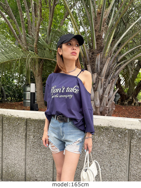 ロゴワンショルカットソートップ